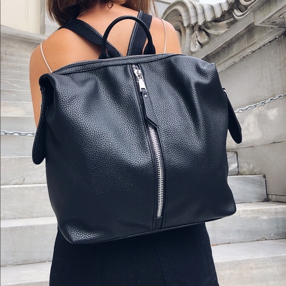 Kenzie Black Vegan Leather Backpack - Picture 4 of 8